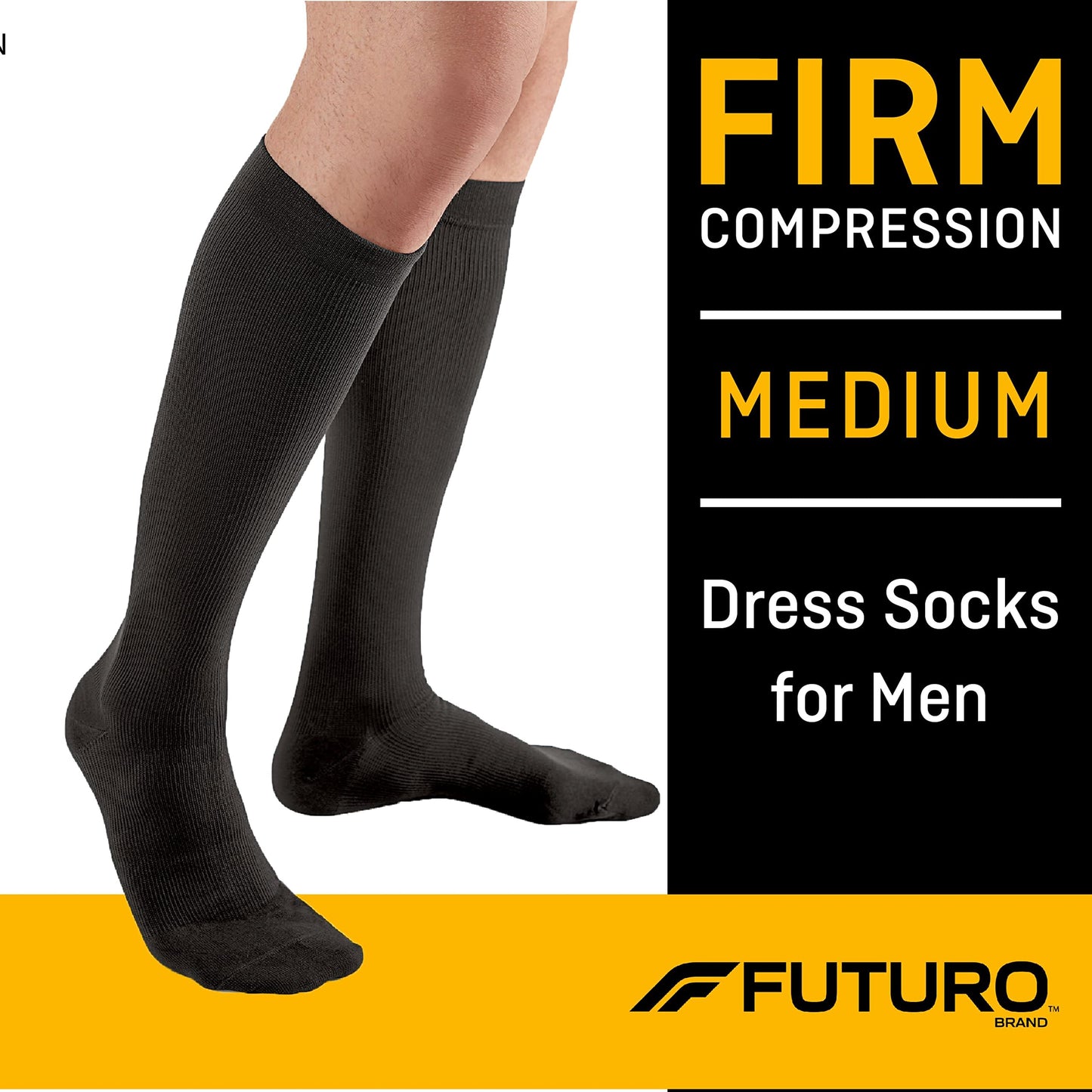 FUTURO Dress Socks for Men, Medium, Black
