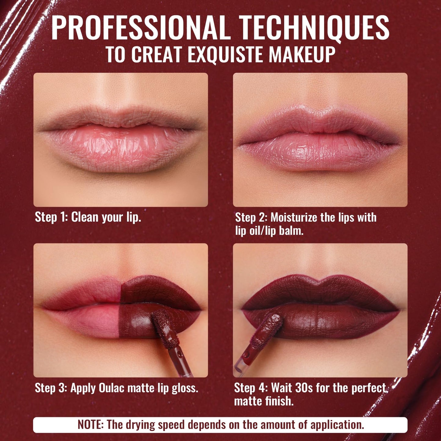 Oulac Matte Liquid Lipstick, Dark Red M18
