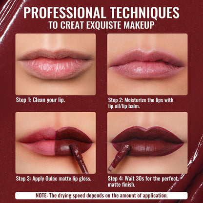 Oulac Matte Liquid Lipstick, Dark Red M18