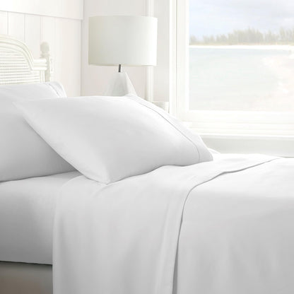 IENJOY HOME Bed Sheet Set, Ultra Soft 4 Piece, White, Twin XL