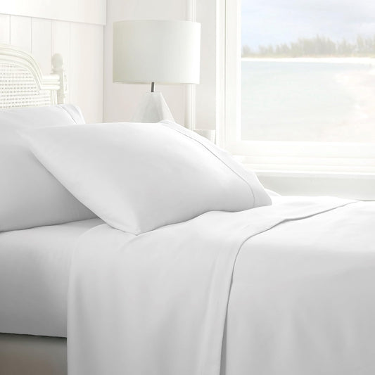 IENJOY HOME Bed Sheet Set, Ultra Soft 4 Piece, White, Twin XL