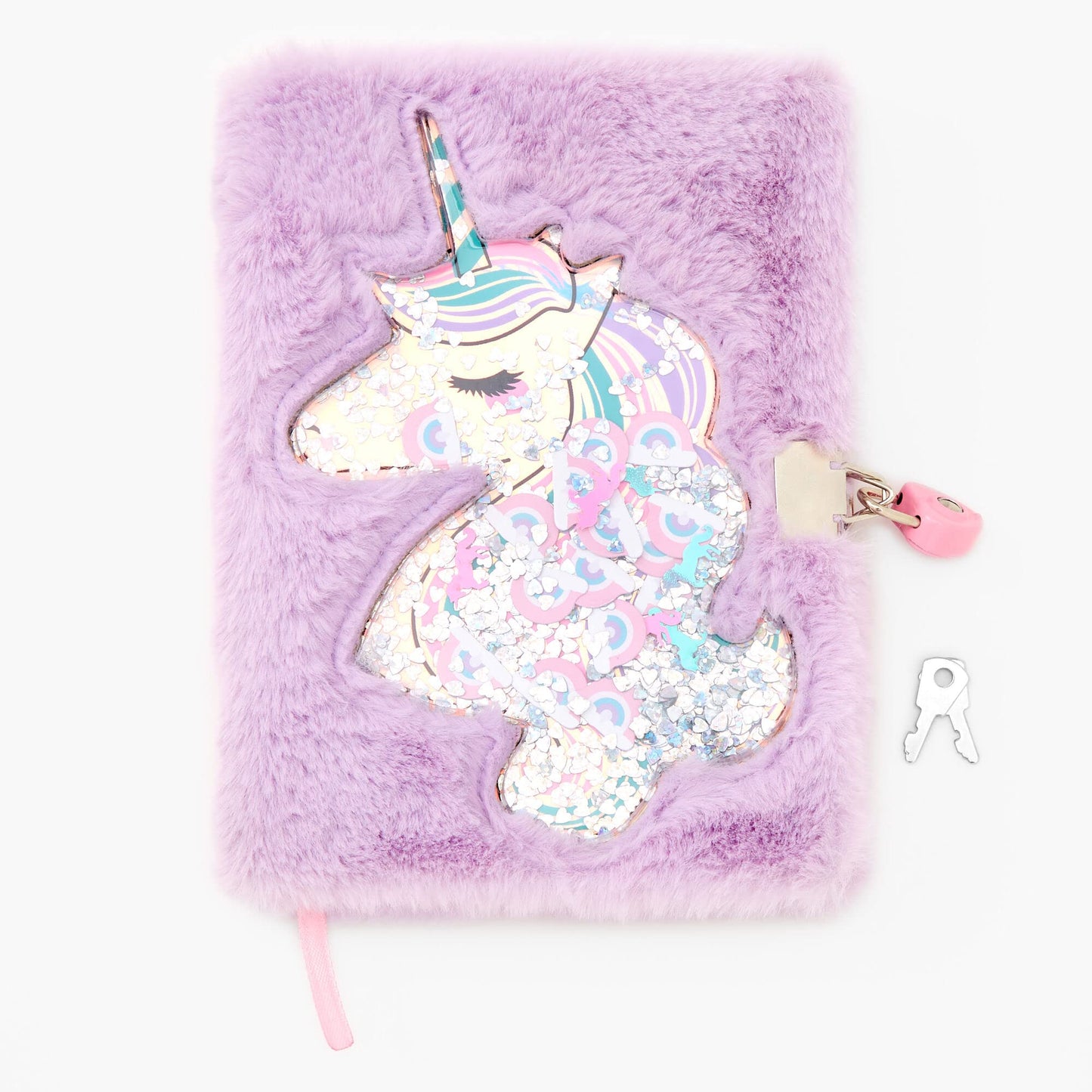 Claire's Diary With Lock For Girls | Dream On Shakey Confetti- Kids Journal Gift Notebook – Purple