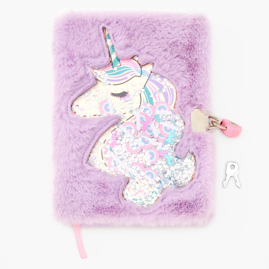 Claire's Diary With Lock For Girls | Dream On Shakey Confetti- Kids Journal Gift Notebook – Purple