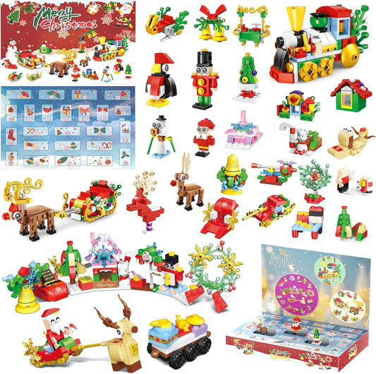 2024 Advent Calendar for Christmas, 24 Pack Christmas Building Blocks Kit for Holiday Countdown, 12-in-1 Festive Christmas Paradise Kits for Boys and Girls Ages 6+