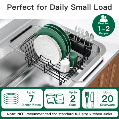 JASIWAY In-Sink Dish Drying Rack with Cup & Utensil Holder