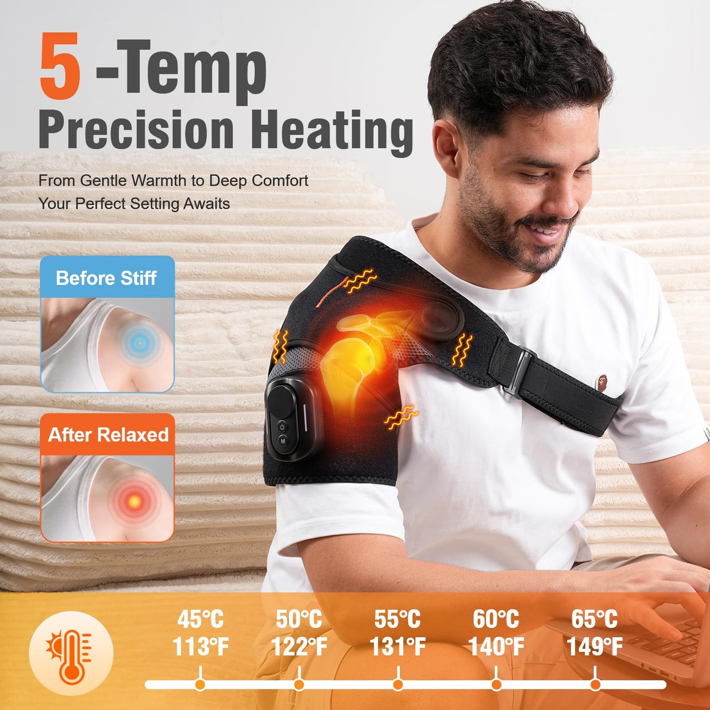 HOMVIMI Cordless Heated Shoulder Wrap with Vibration