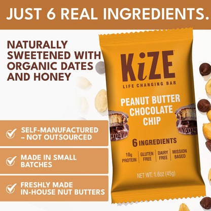 KiZE Energy Bars - Peanut Butter Chocolate Chip (Exp 11/3/2026)