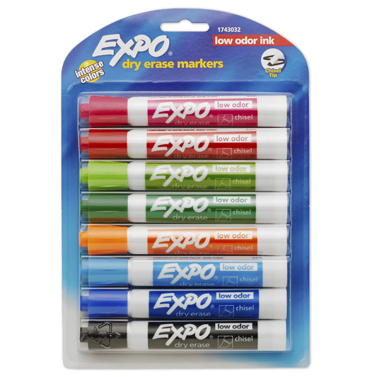 EXPO Low-Odor Dry Erase Markers, Chisel Tip