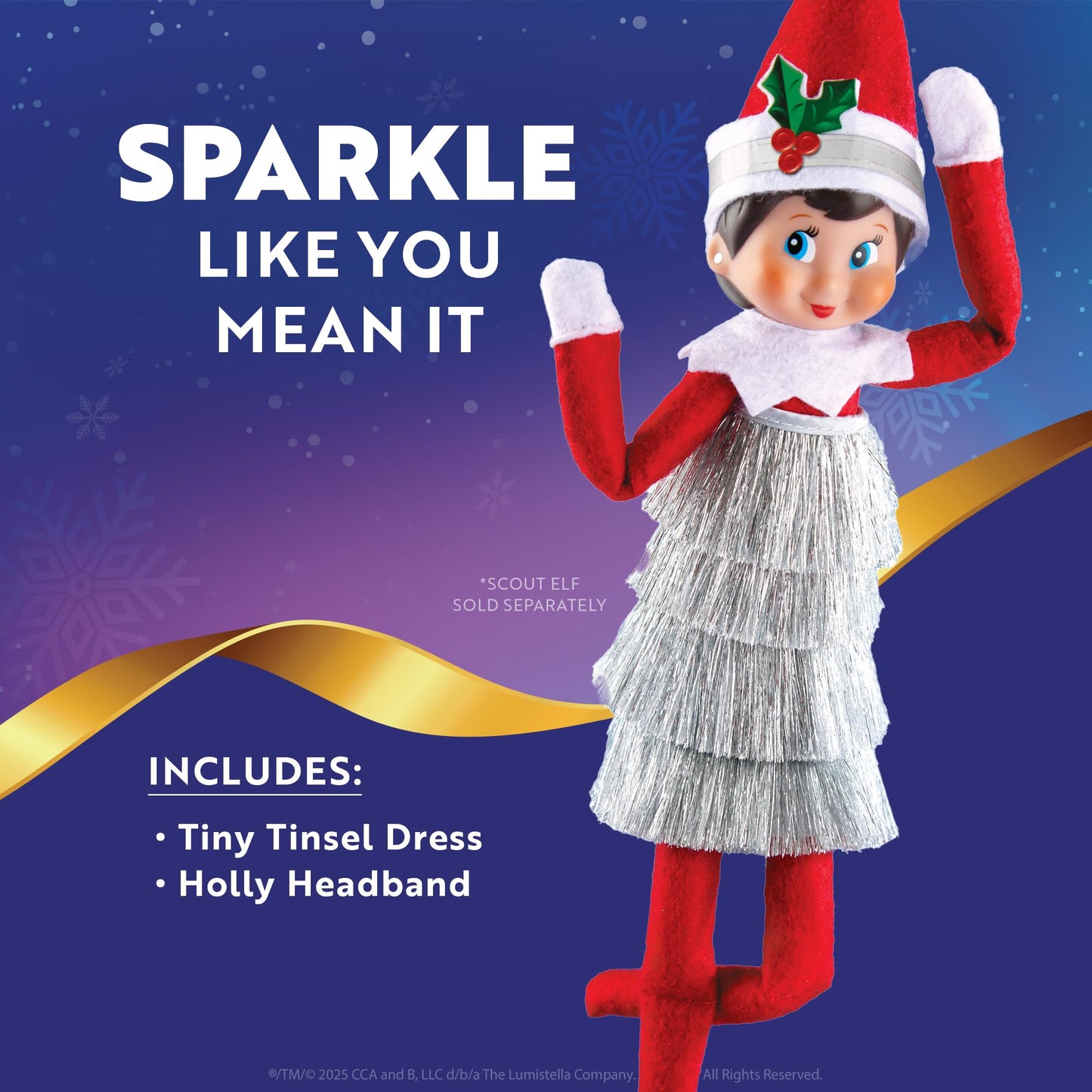 The Elf on the Shelf Claus  Tiny Tinsel Dress - Dazzling Vintage Elf Dress - Scout Elf Not Included