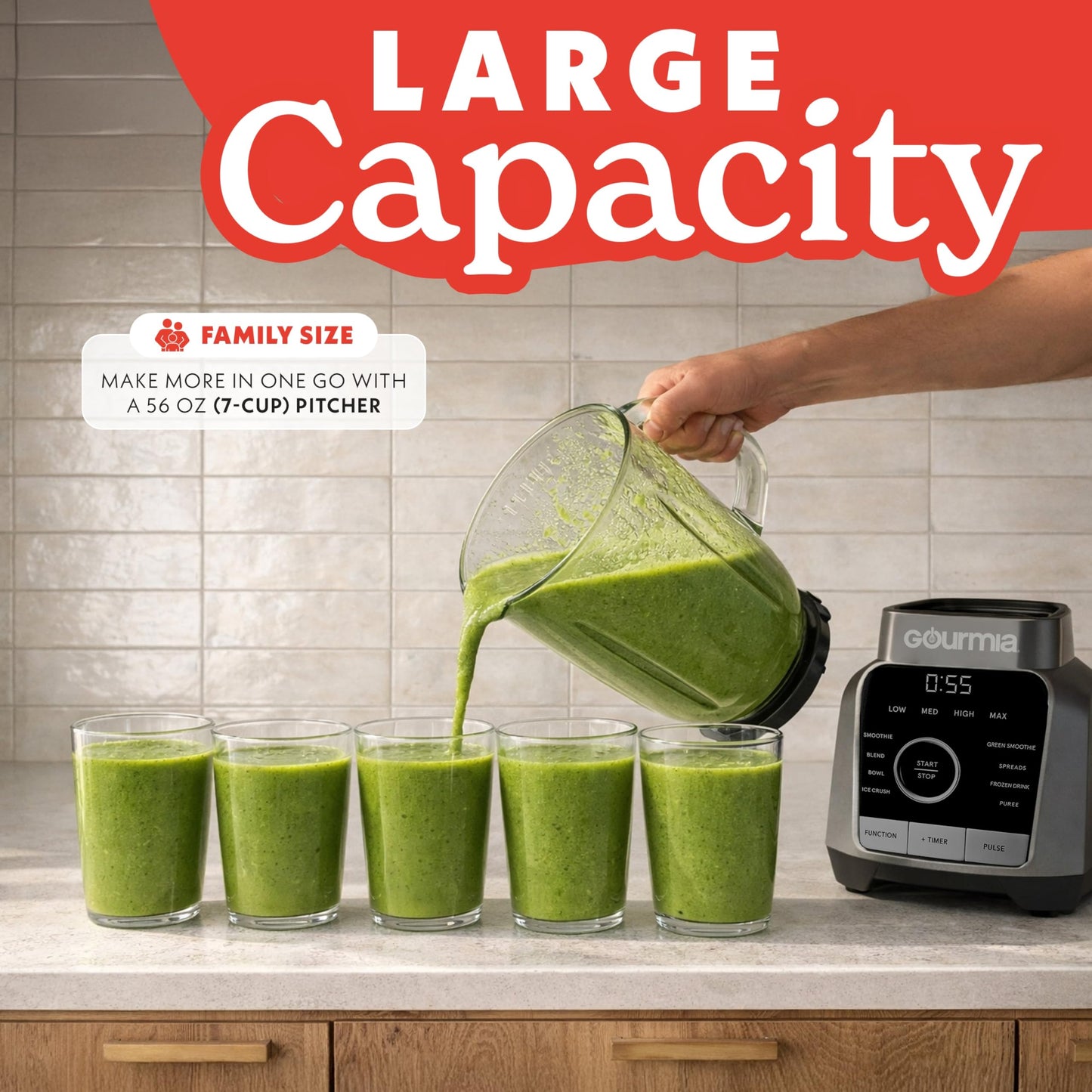 Gourmia 1250W 4-Speed Blender Gray