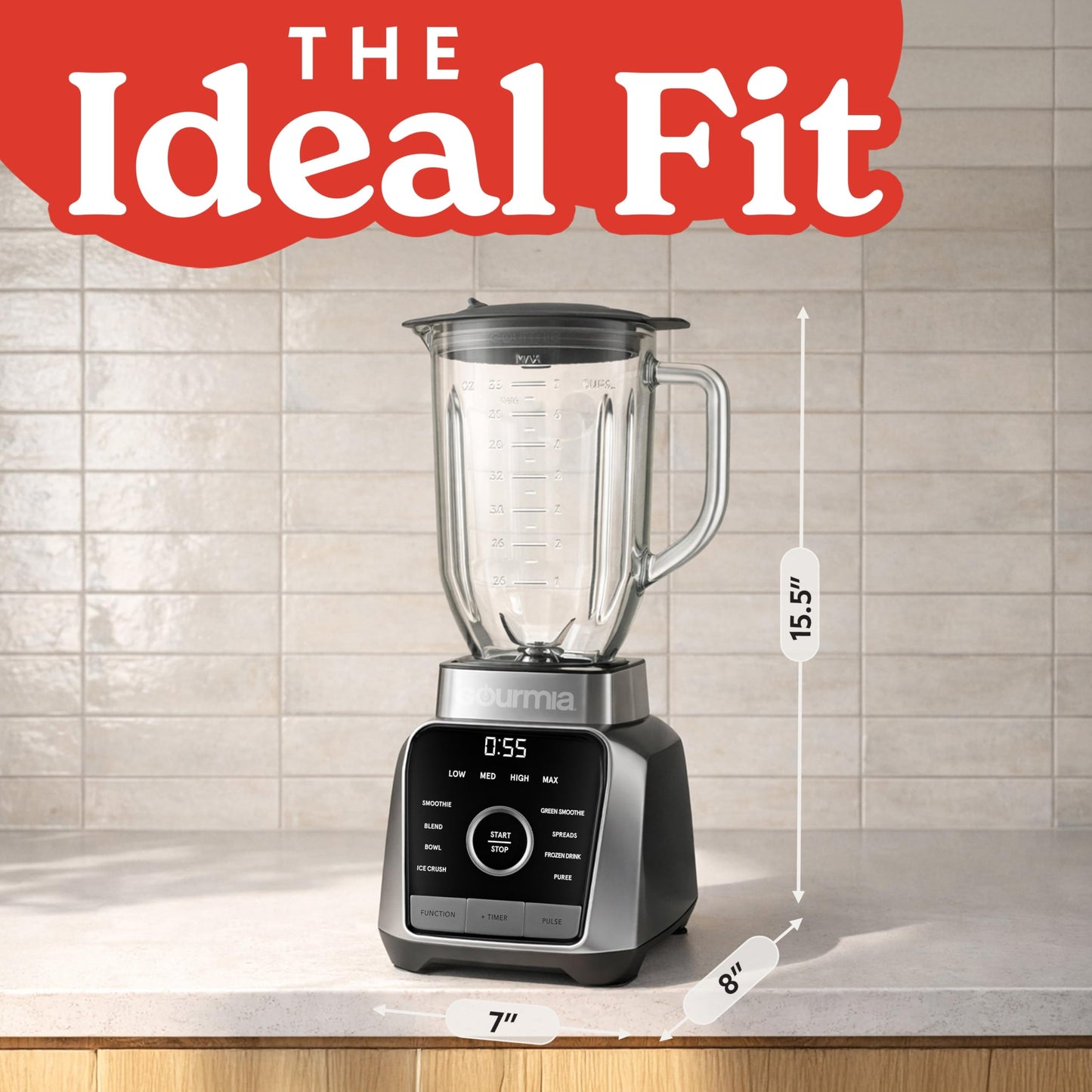 Gourmia 1250W 4-Speed Blender Gray