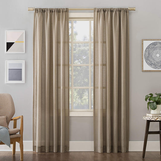 Semi-Sheer Rod Pocket Curtain Panel 54 X95 Taupe 1-Piece