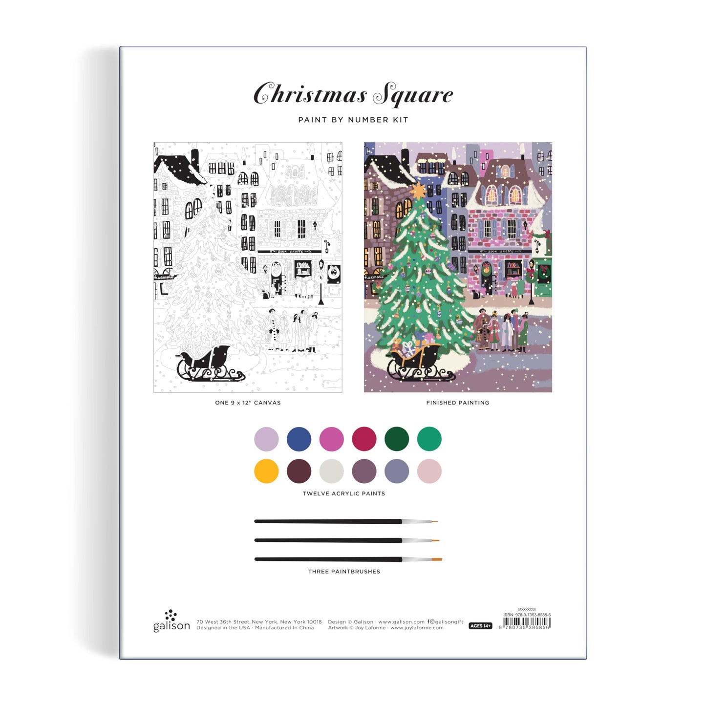 Galison Joy Laforme Christmas Square – Paint By Numbers Kit