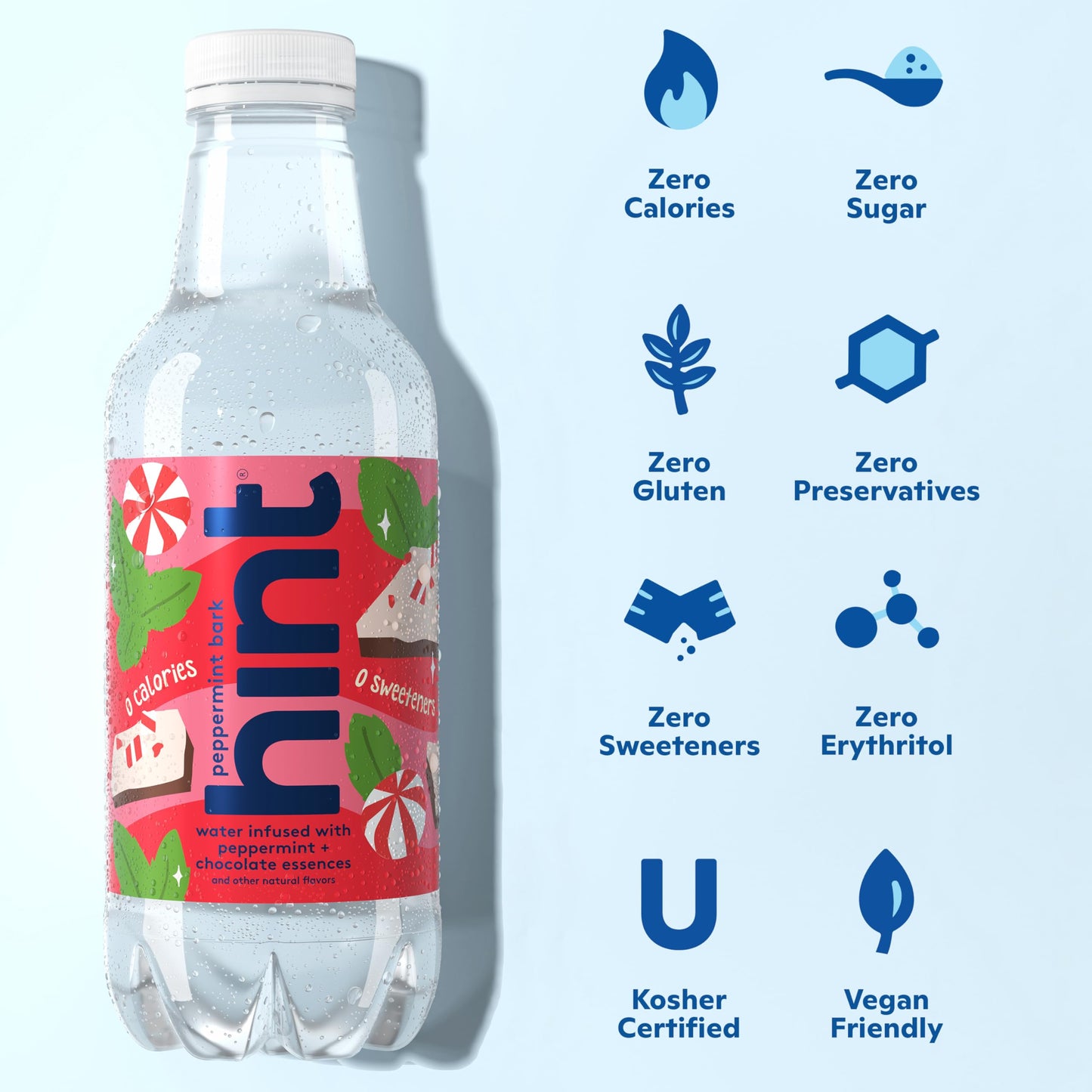 Hint Fruit-Infused Bottled Water, Peppermint Bark- Sugar Free Flavored Water with Zero Calories - 16 Fl Oz (Pack of 12)