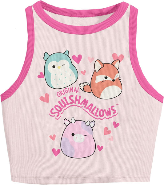 Girl's XL (14/16) Squishmallows Pink Cropped Tank with Binding