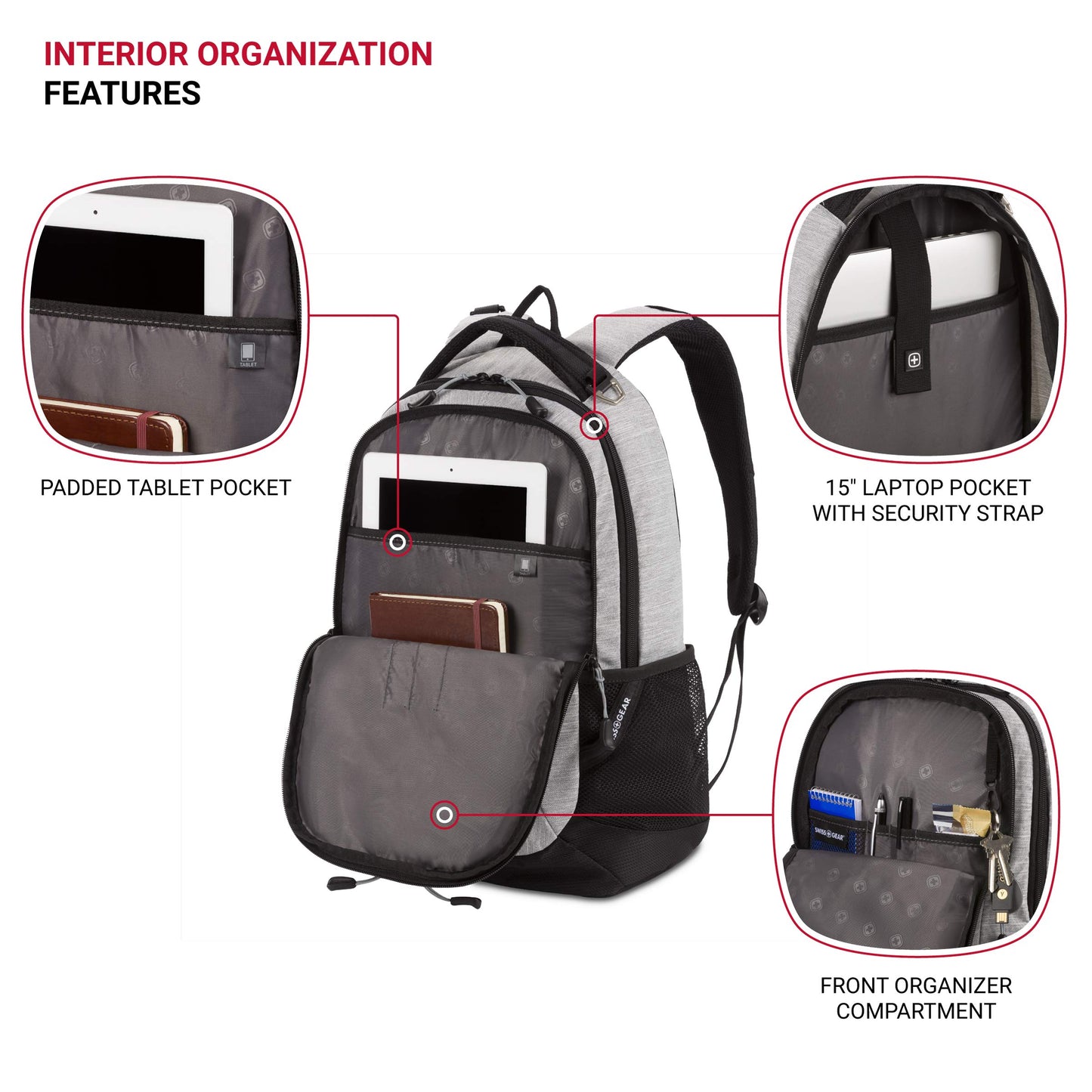 SwissGear Cecil 5505 Laptop Backpack, Heather Grey, 18-Inch
