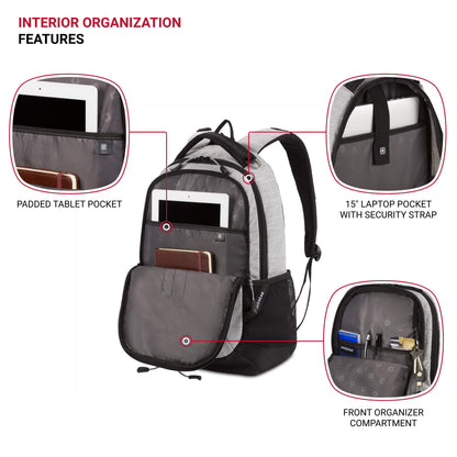 SwissGear Cecil 5505 Laptop Backpack, Heather Grey, 18-Inch