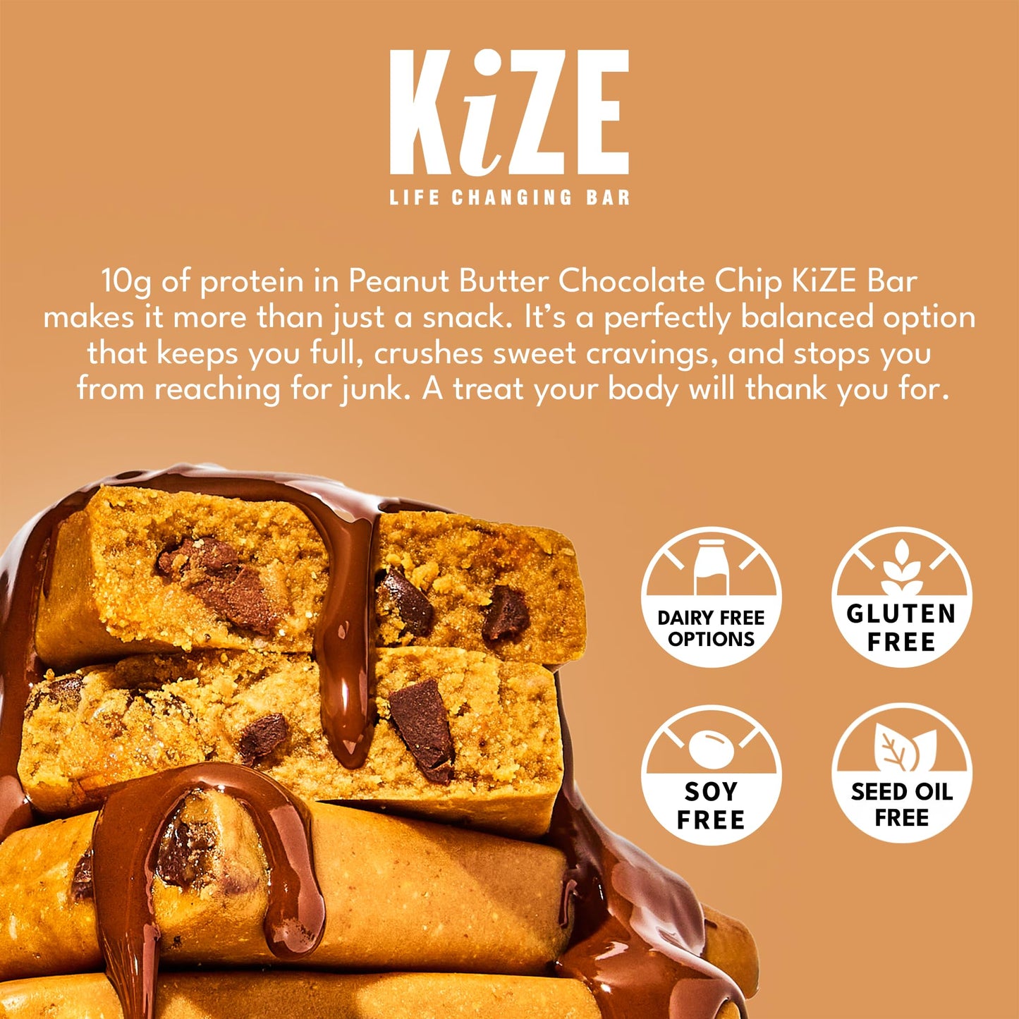 KiZE Energy Bars - Peanut Butter Chocolate Chip (Exp 11/3/2026)