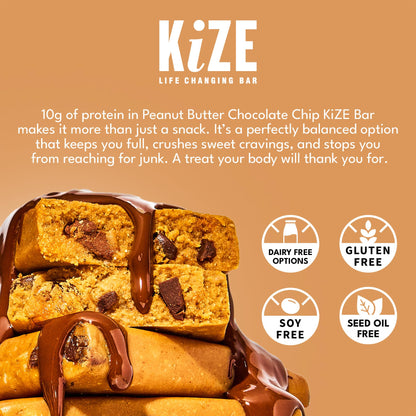 KiZE Energy Bars - Peanut Butter Chocolate Chip (Exp 11/3/2026)