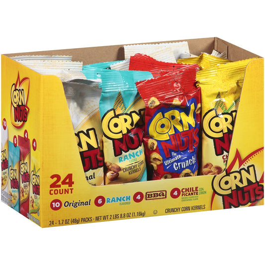 Corn Nuts 4 Flavor Mix Variety Pack, 1.7-Ounce Bags (Pack of 24) (BB 02/16/27)