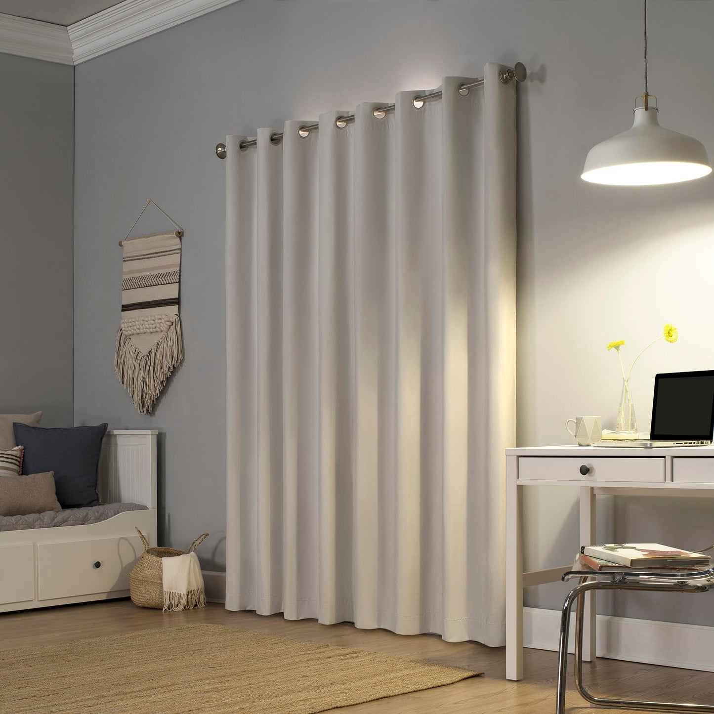 Sun Zero Blackout Curtain Single Panel, 50" x 95", White