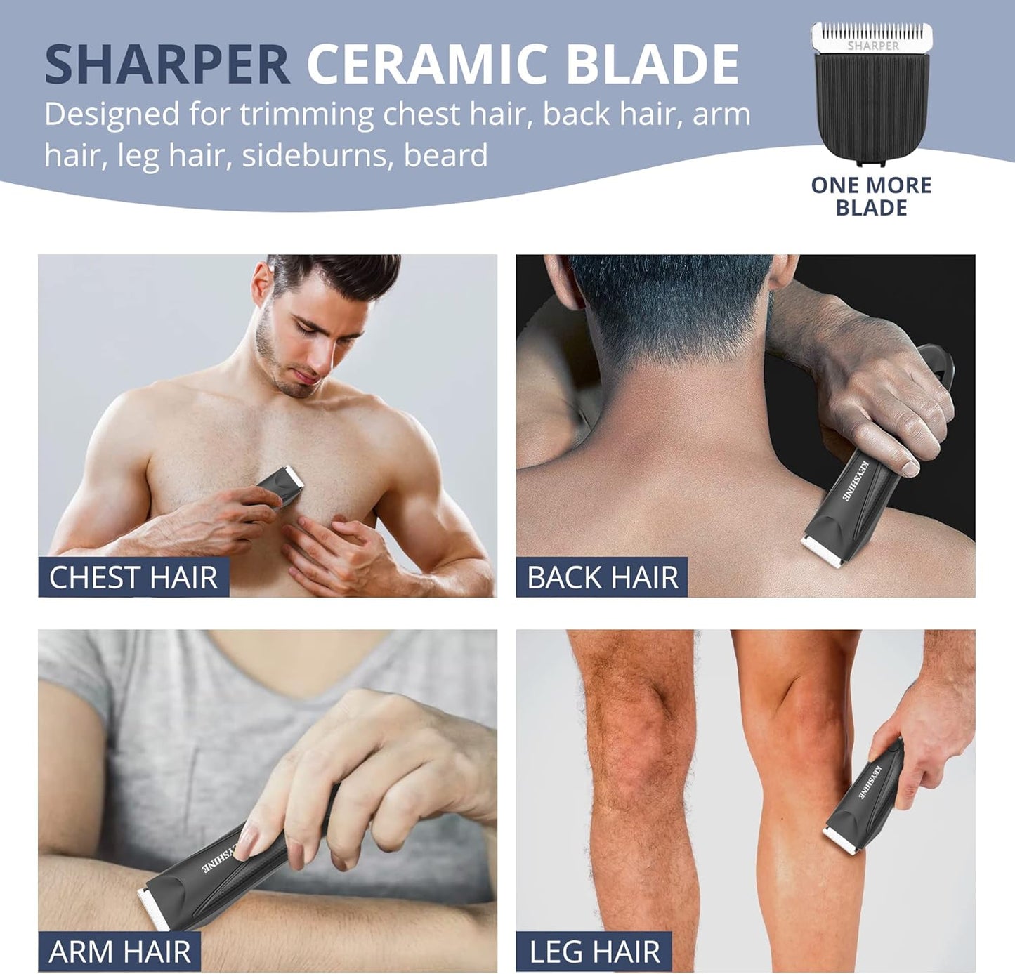 Keyshine Electric Body Hair Trimmer for Men: Waterproof 2-in-1 Groin Hair Trimmer for Beard Hair Chest Hair Armpit Hair Legs Hair Pubic Hair Black