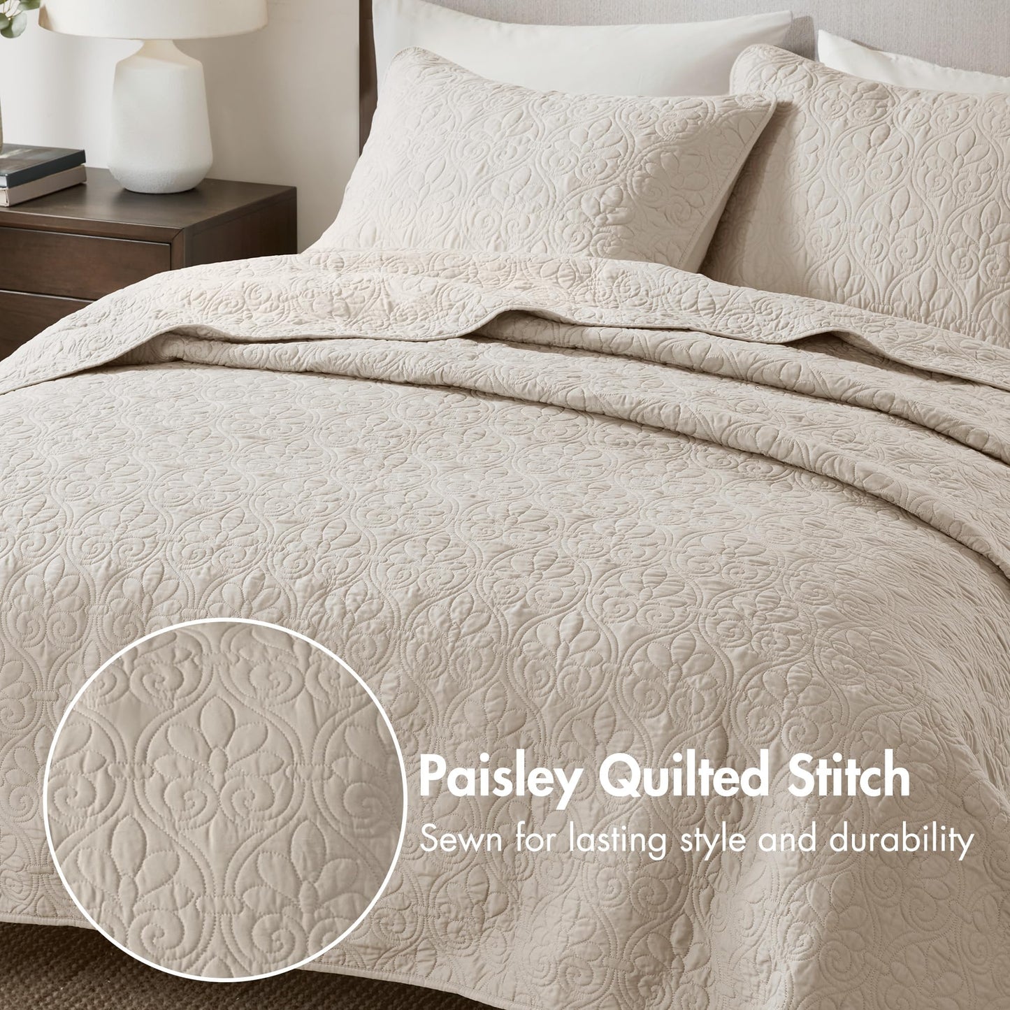 Superior Fleur De Lis Bedspread Set – Queen, Ivory
