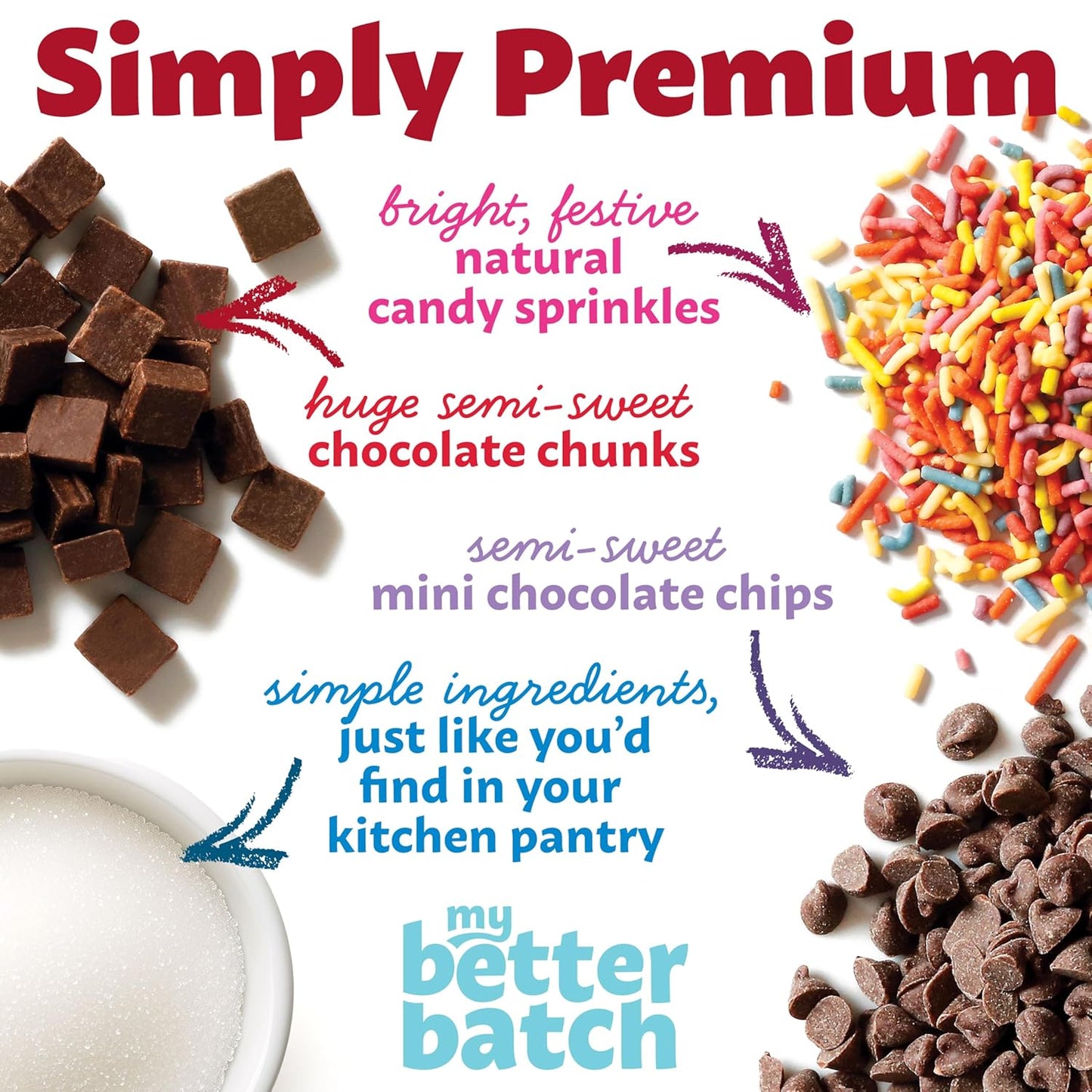 My Better Batch, Double Chocolate Chip Cookie Mix, Simple Cookie Recipe, Double Chocolate Cookies, Makes 16 Large Cookies, Non GMO, Kosher, 16oz (Pack of 1) *Exp 9/26/25*
