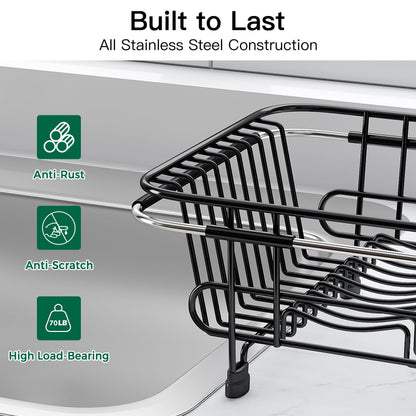 JASIWAY In-Sink Dish Drying Rack with Cup & Utensil Holder