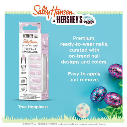 Sally Hansen Salon Effects Perfect Manicure X Hershey's Cookies 'n' Creme Eggs, True Hoppiness, Press On Nails, Easy to Apply, Nail Glue & Adhesive Tabs Included