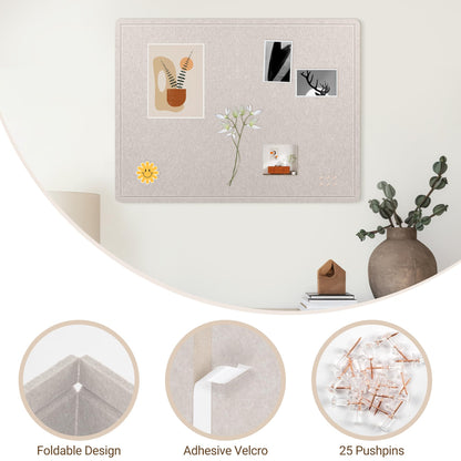 AKTOP Bulletin Board, 24" x 16" Foldable Felt Notice Pin Board