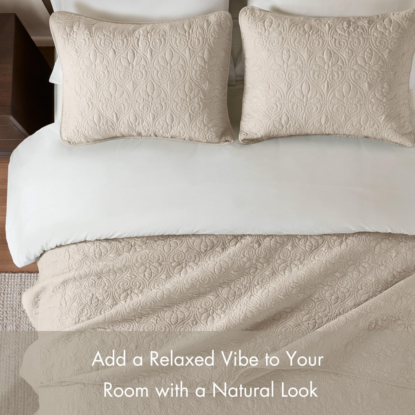 Superior Fleur De Lis Bedspread Set – Queen, Ivory