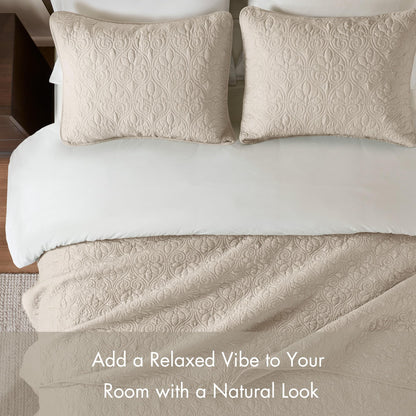 Superior Fleur De Lis Bedspread Set – Queen, Ivory