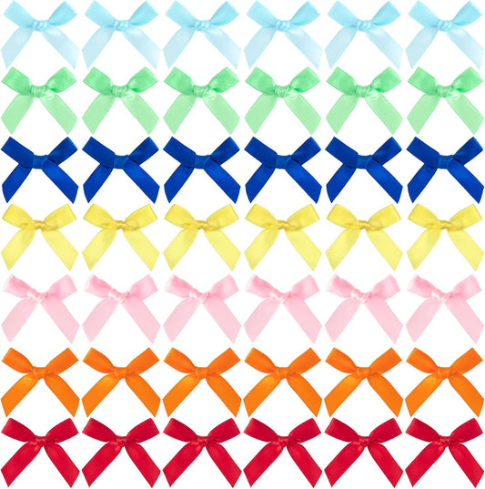 70 Pcs Mini Bows for Crafts, Small Premade Bows, Bow Party Decorations, Tiny Bows for Crafts, Gift Wrapping, Balloons, Cake Decorating, Party (Multi Color)