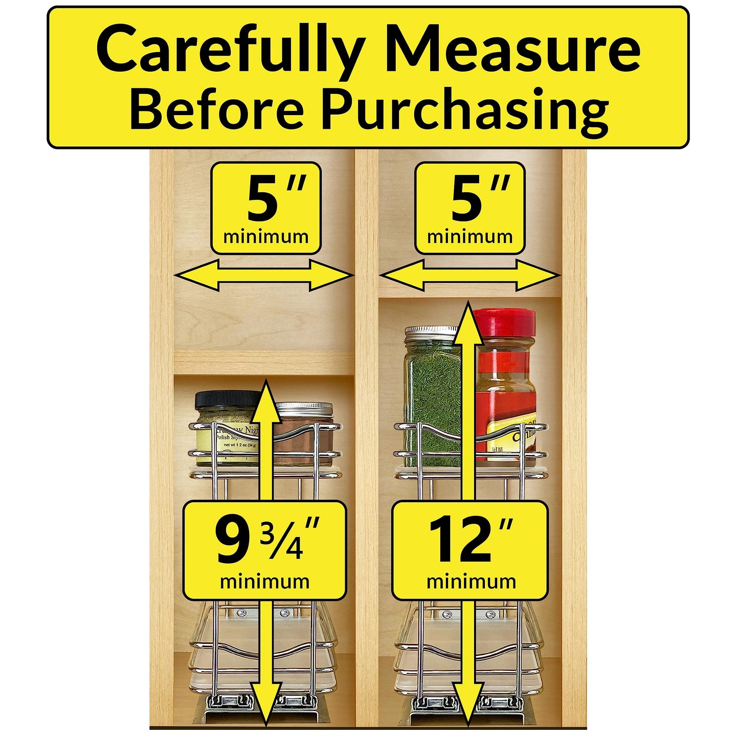Slide Out Spice Rack Pull Out Cabinet Organizer 4-1/4 in.