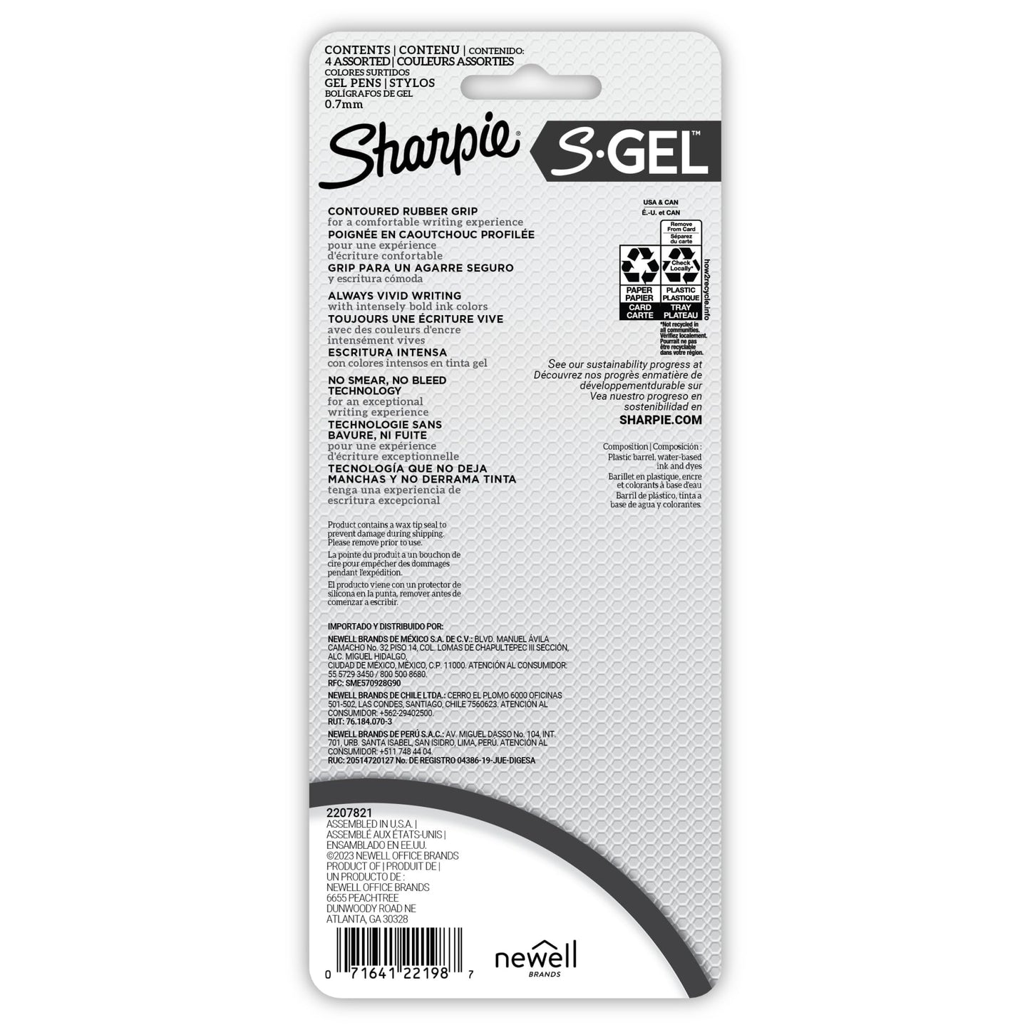 Sharpie S-Gel Retractable Gel Pens, Pack Of 4 Pens