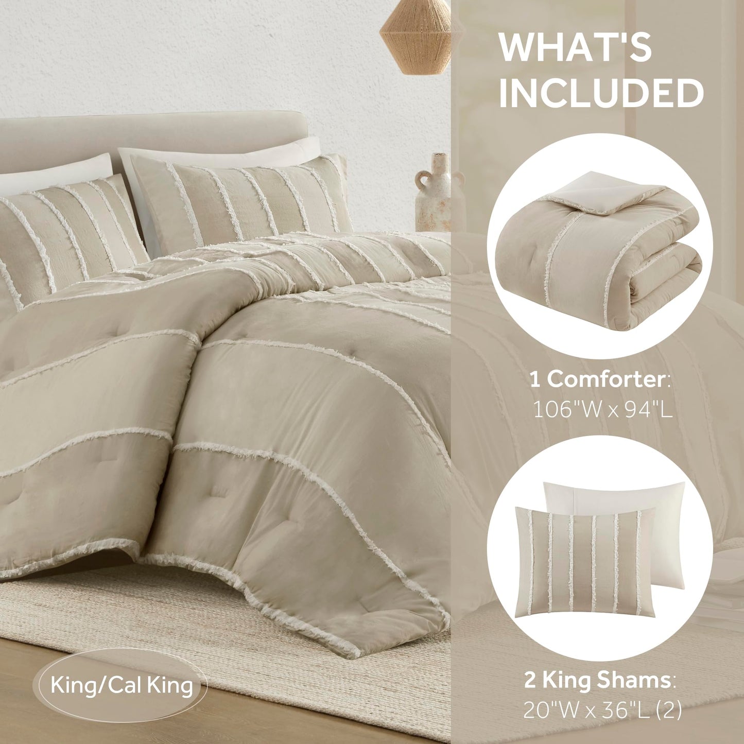 INK+IVY Shay Comforter Set, King/Cal King, Taupe 3pc