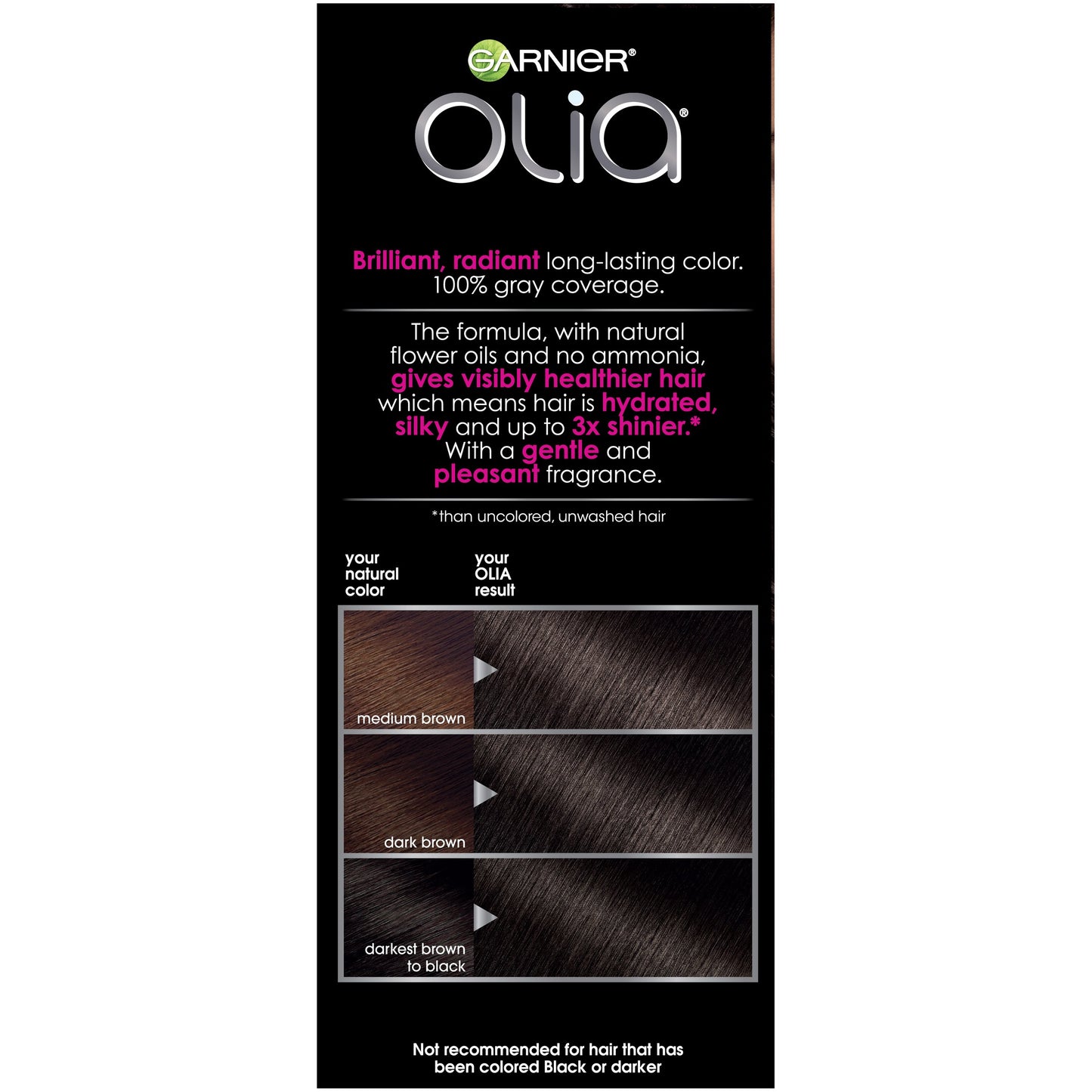 Asub Shop Garnier Olia Oil Powered Permanent Haircolor, 3.0 Darkest Brown