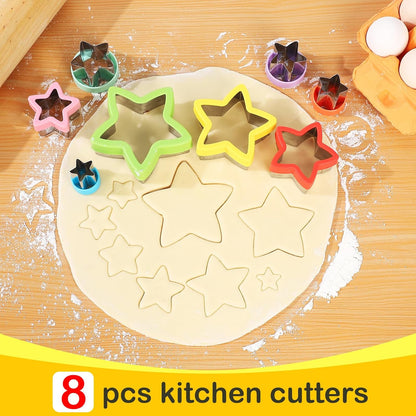Star Cookie Mold Set, 8pcs - Stainless Steel Star Cookie Cutters  (Assorted Sizes)