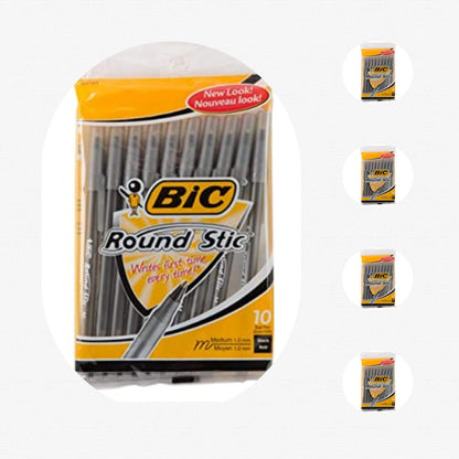 BIC ROUND STIC BALLPOINT PENS BLACK