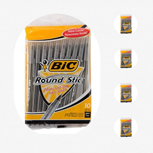 BIC ROUND STIC BALLPOINT PENS BLACK