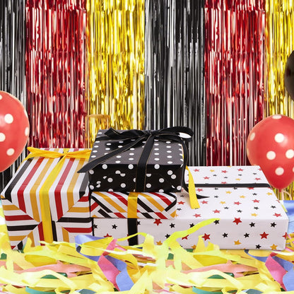 12 Sheets Red Yellow Black Wrapping Paper