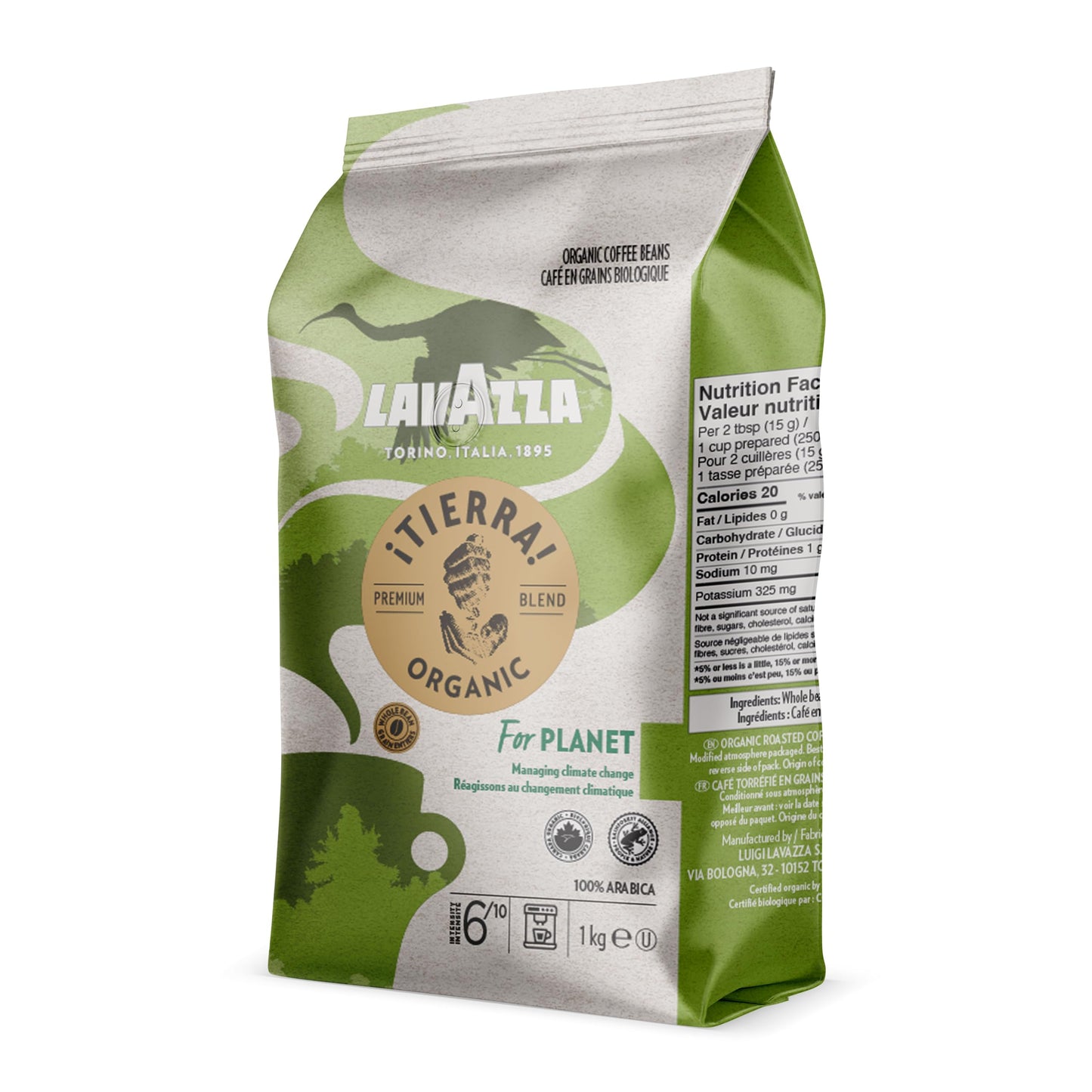 Lavazza Tierra Organic Light Roast Whole Bean Coffee 2.2lb (Best By 07/30/2026)
