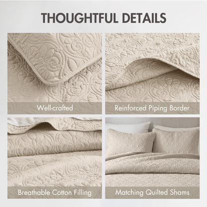 Superior Fleur De Lis Bedspread Set – Queen, Ivory