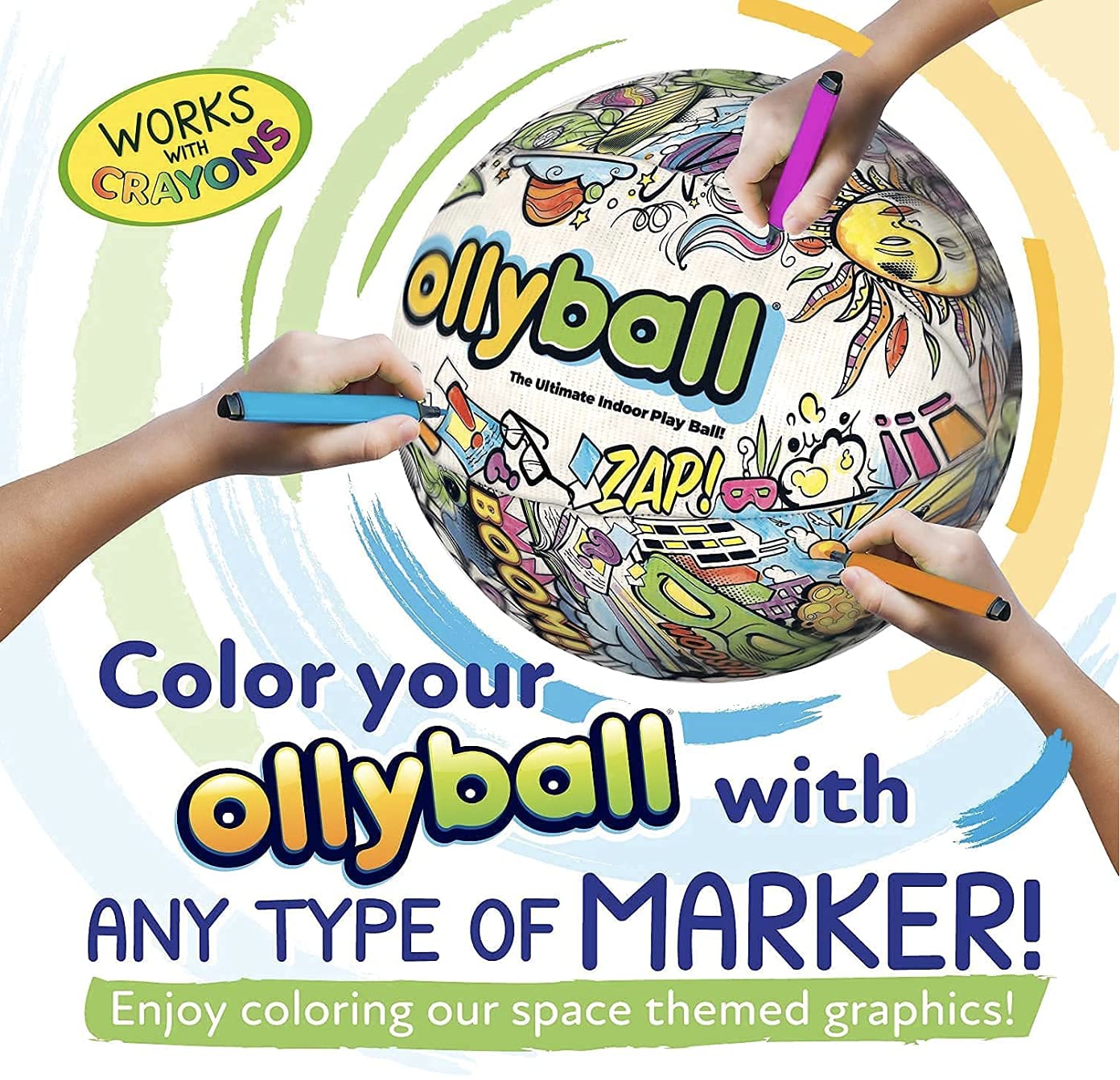 Ollyball - The Ultimate Indoor Kickball for Kids and Parents! Kick it. Color it. Play Ball in The House.