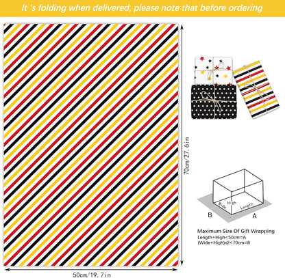 12 Sheets Red Yellow Black Wrapping Paper