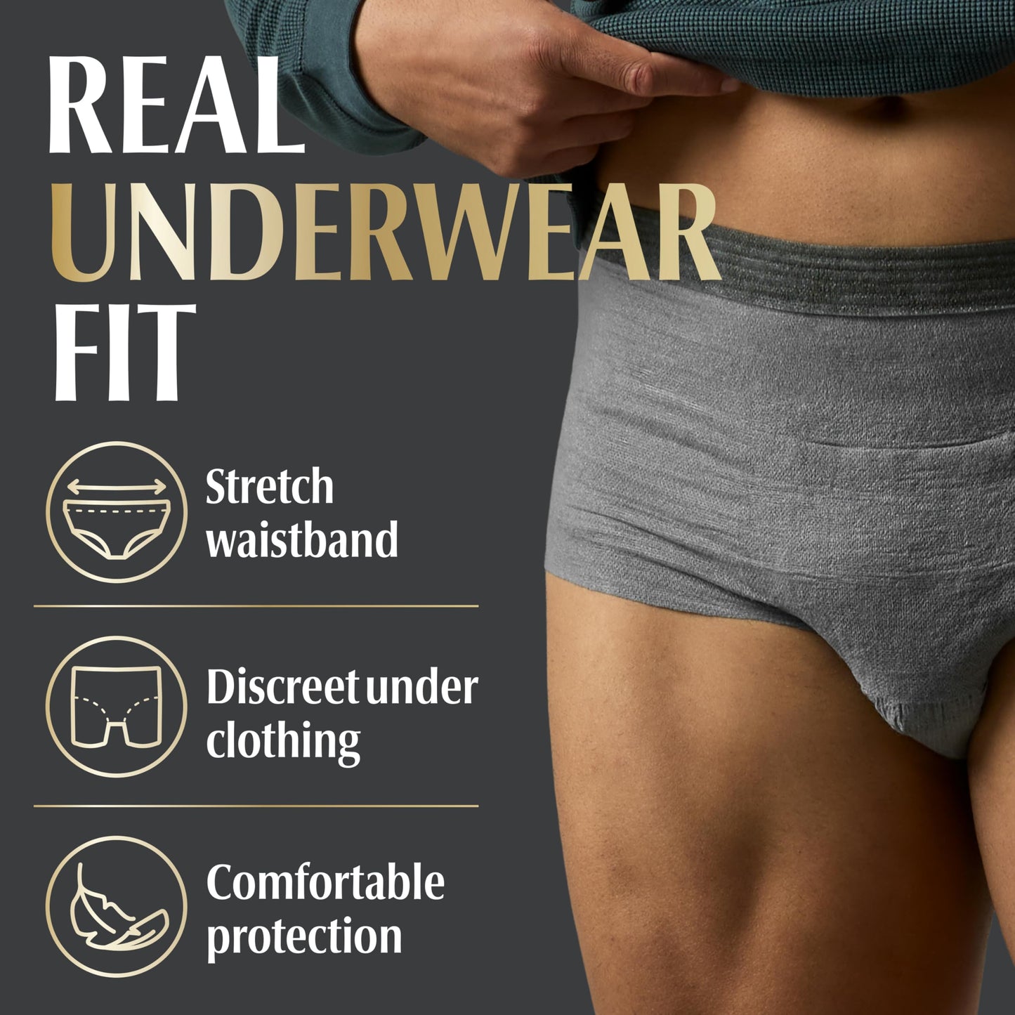 Depend Real Fit Adult Diapers, Black, 26 Count