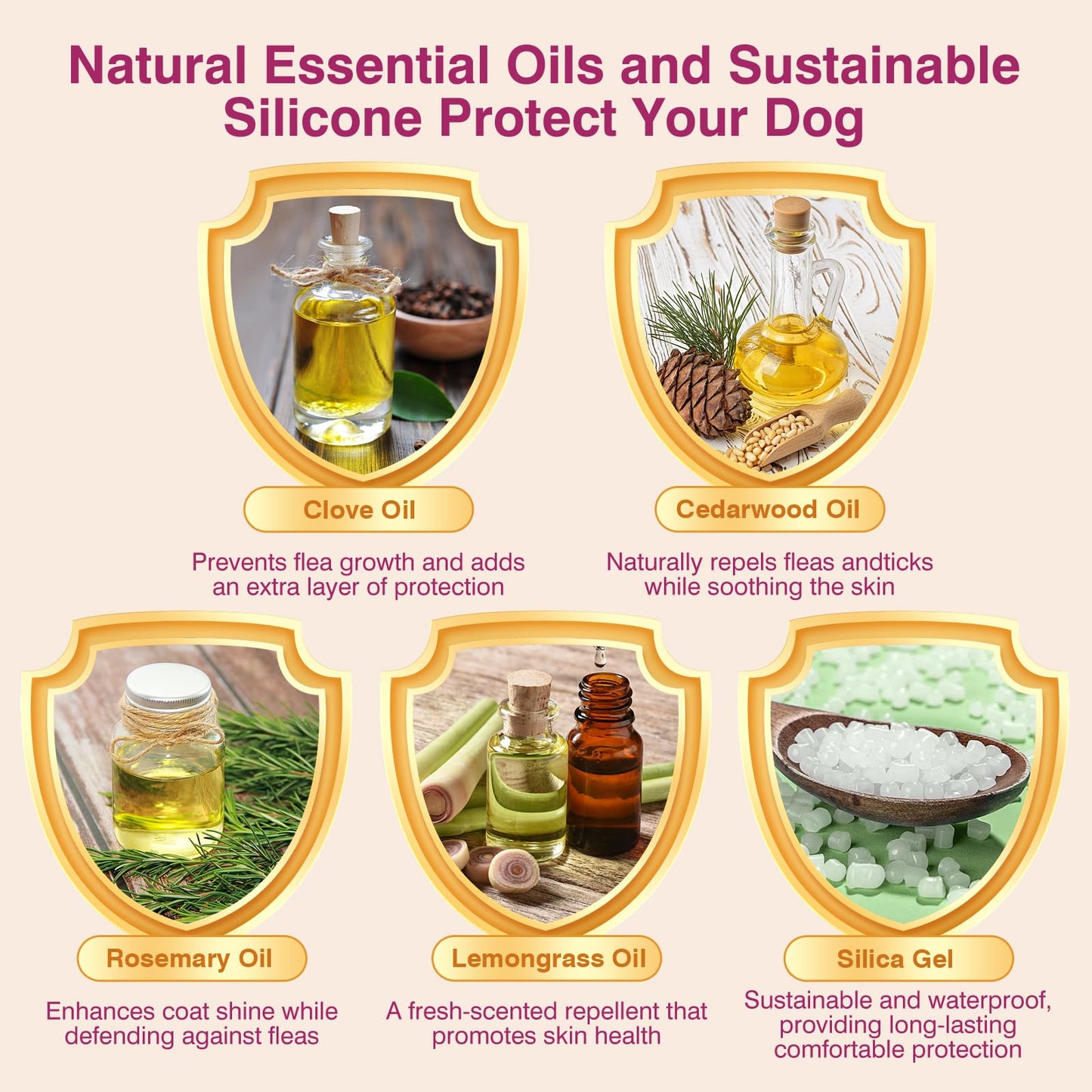 Allyeah Natural Flea and Tick Collar for Dogs - 4 Pack, Waterproof, Adjustable Size for All Dog