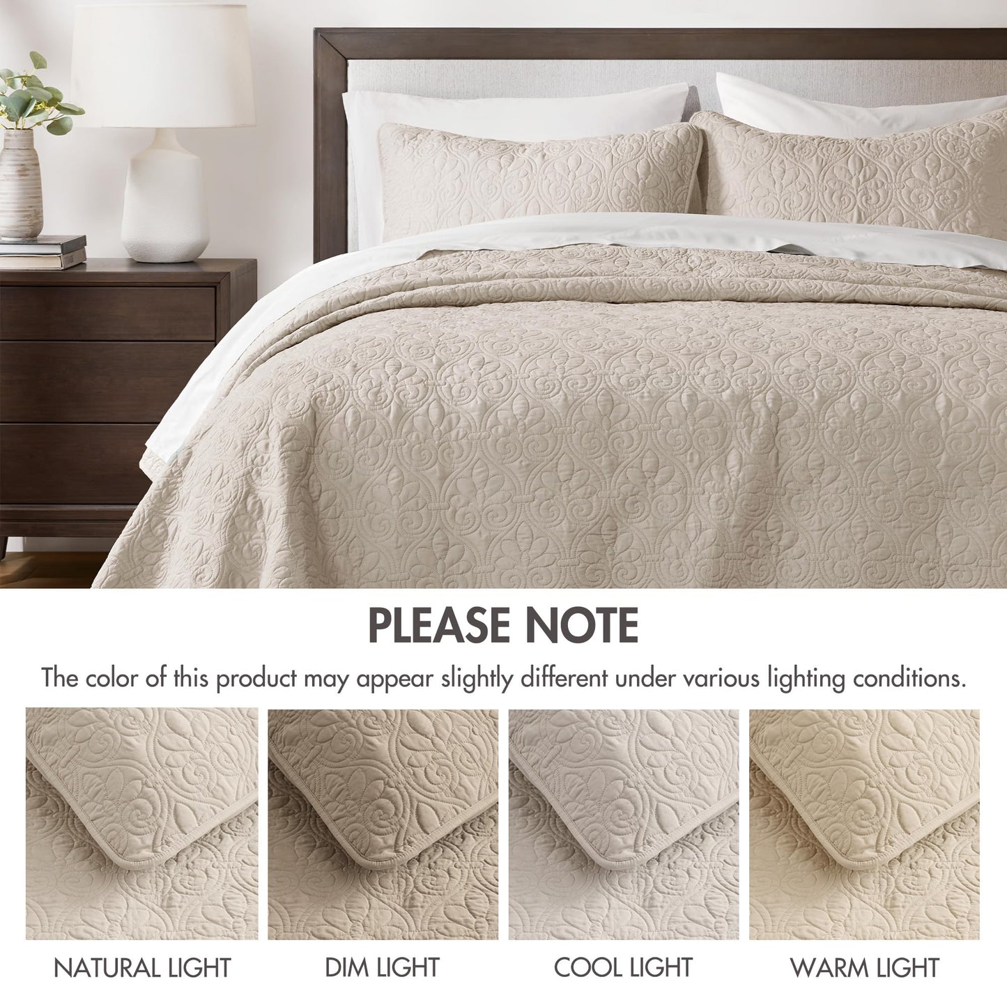 Superior Fleur De Lis Bedspread Set – Queen, Ivory