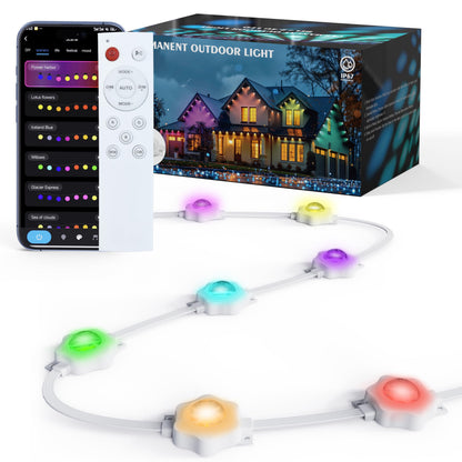 50Ft Permanent Outdoor Lights, IP67 Waterproof Smart Lighting, with App/Remote Control